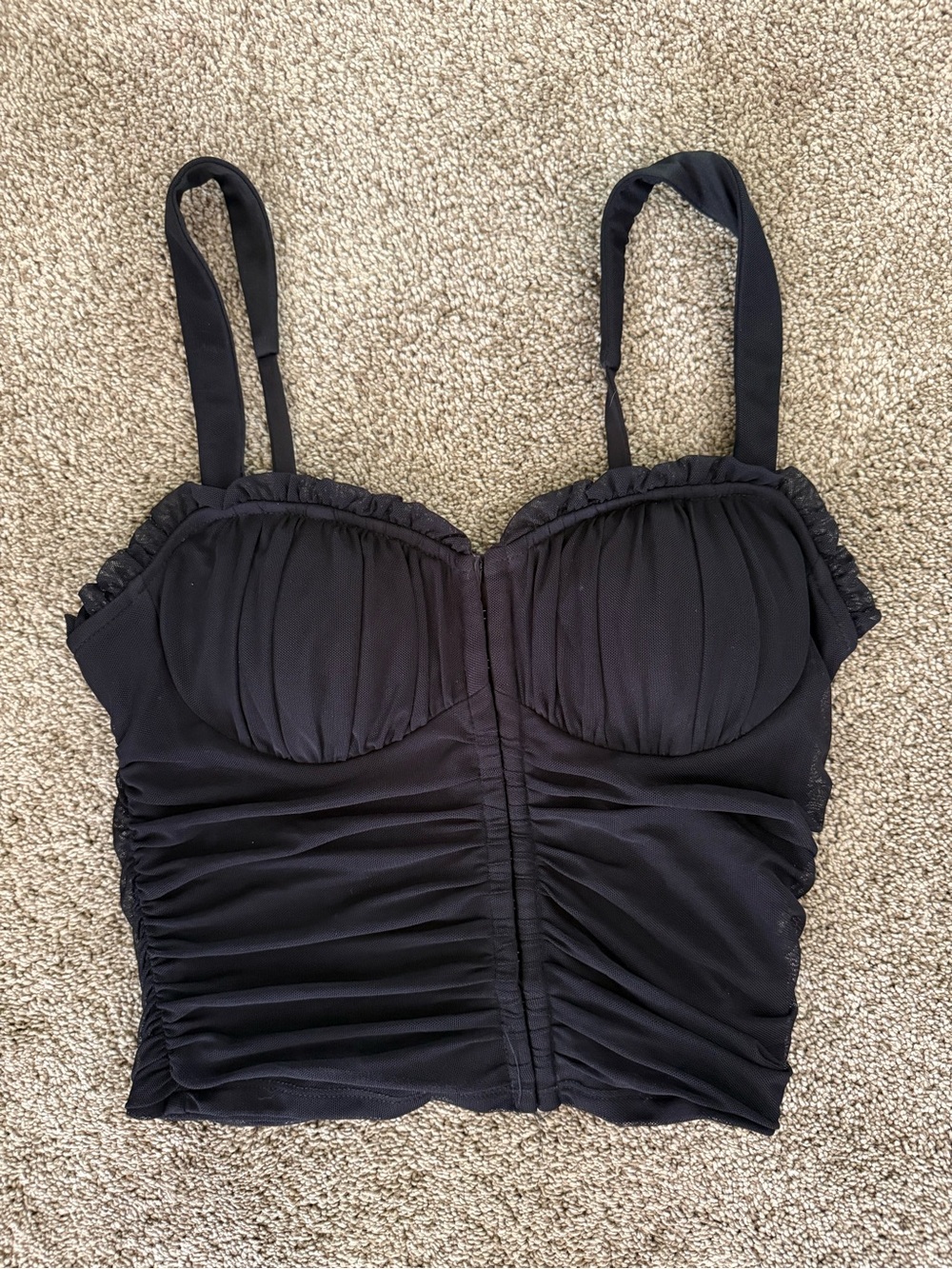 Moa Moa Black Ruched Bustier Top